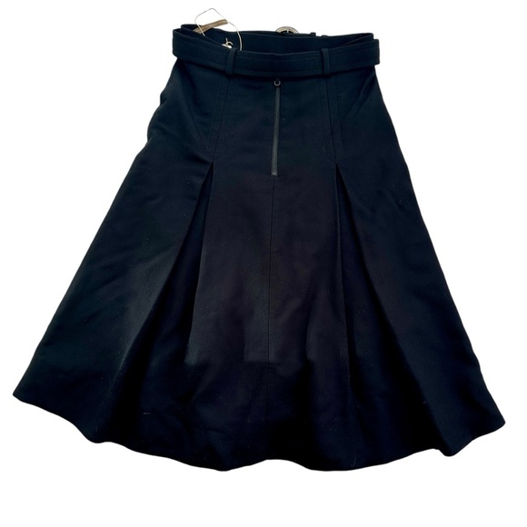 NWT Orla Kiely Black Fully Lined Wool Blend Inverted Pleat Midi Skirt US4 - Picture 2 of 9